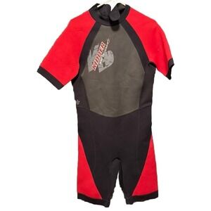 Kidder Water-Sport Wetsuit Short Sleeve Surf Jet Ski Red Black Men's Large‎